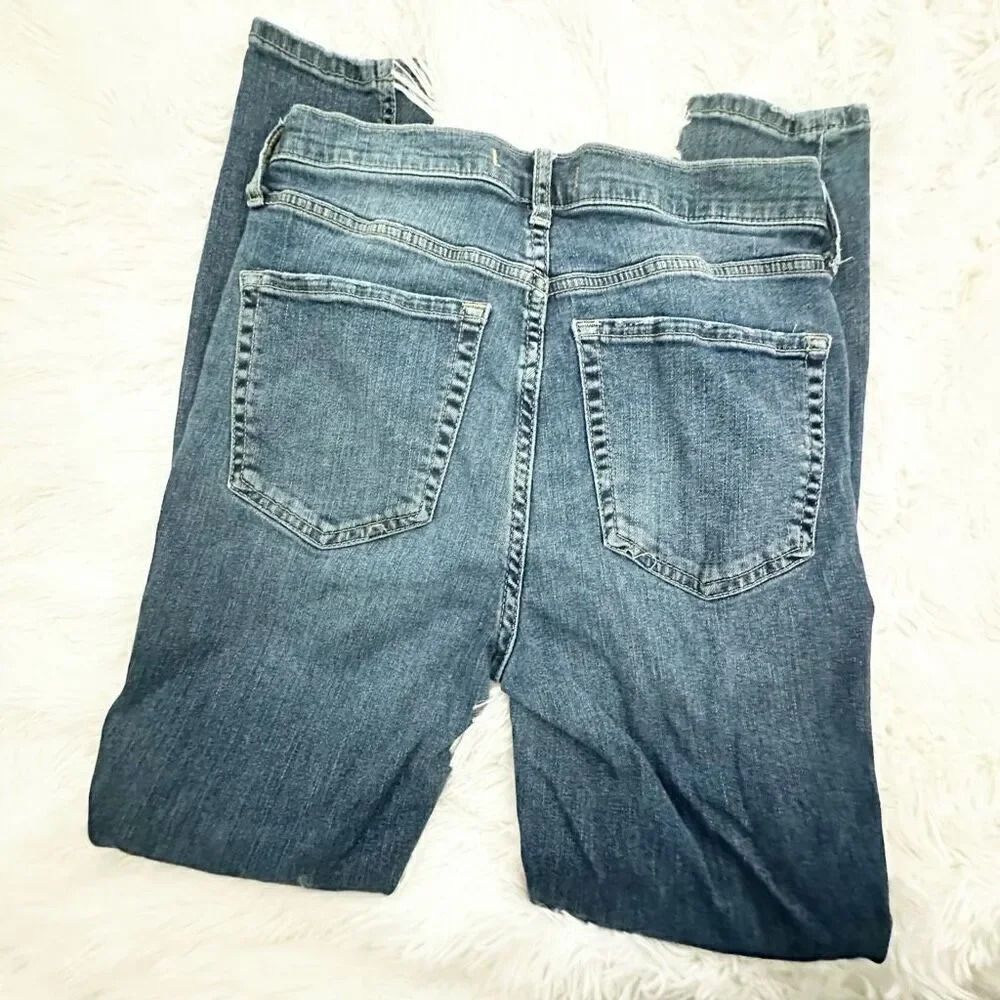 FREE PEOPLE | Denim Skinny Jeans Stretch Distressed Torn Knees | Size 29 / 8 - Picture 5 of 6